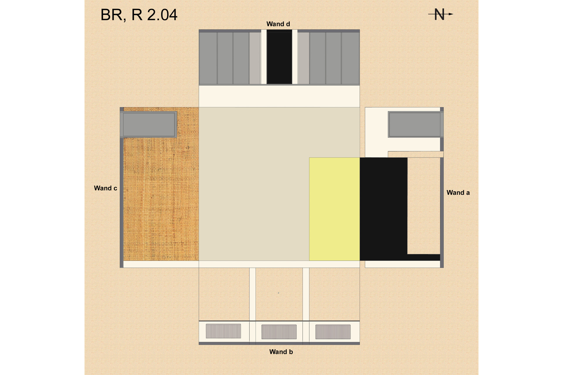 Restaurierung, Farbkonzept, Bestandsanalyse - Dessau, Bauhausgebäude, Gropiuszimmer