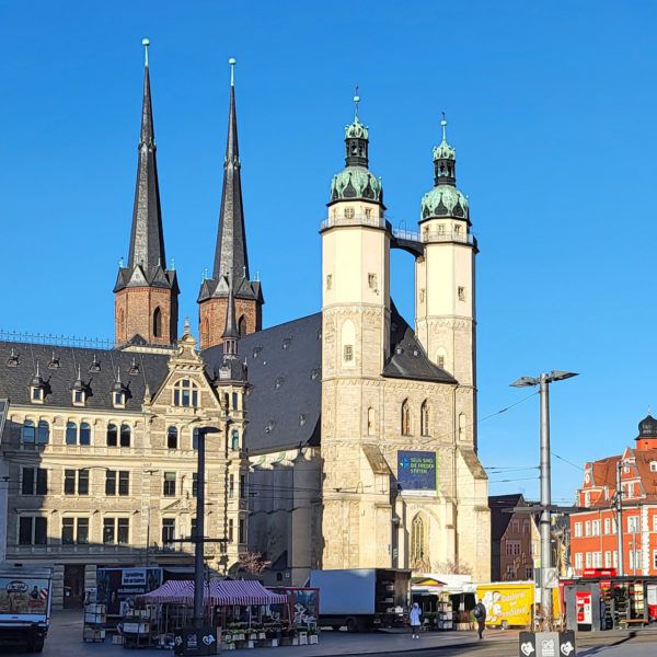 Halle, Marktkirche St. Marien "Unser Lieber Frauen", Fassadenansicht nach Restaurierung
