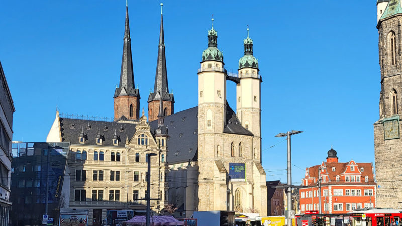Halle, Marktkirche St. Marien "Unser Lieber Frauen", Fassadenansicht nach Restaurierung