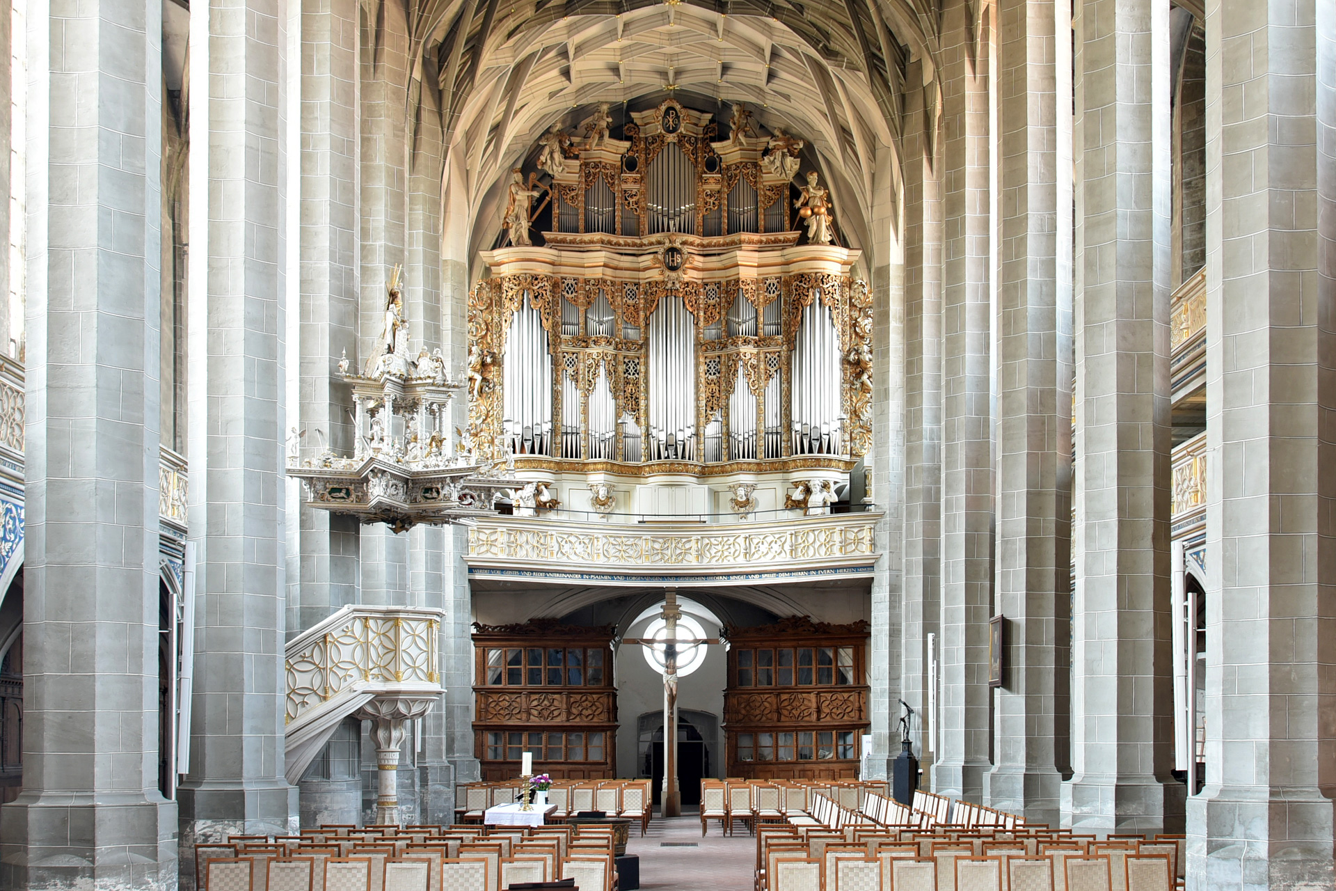 Halle, Marktkirche St. Marien "Unser Lieber Frauen", Kirchenschiff nach Restaurierung