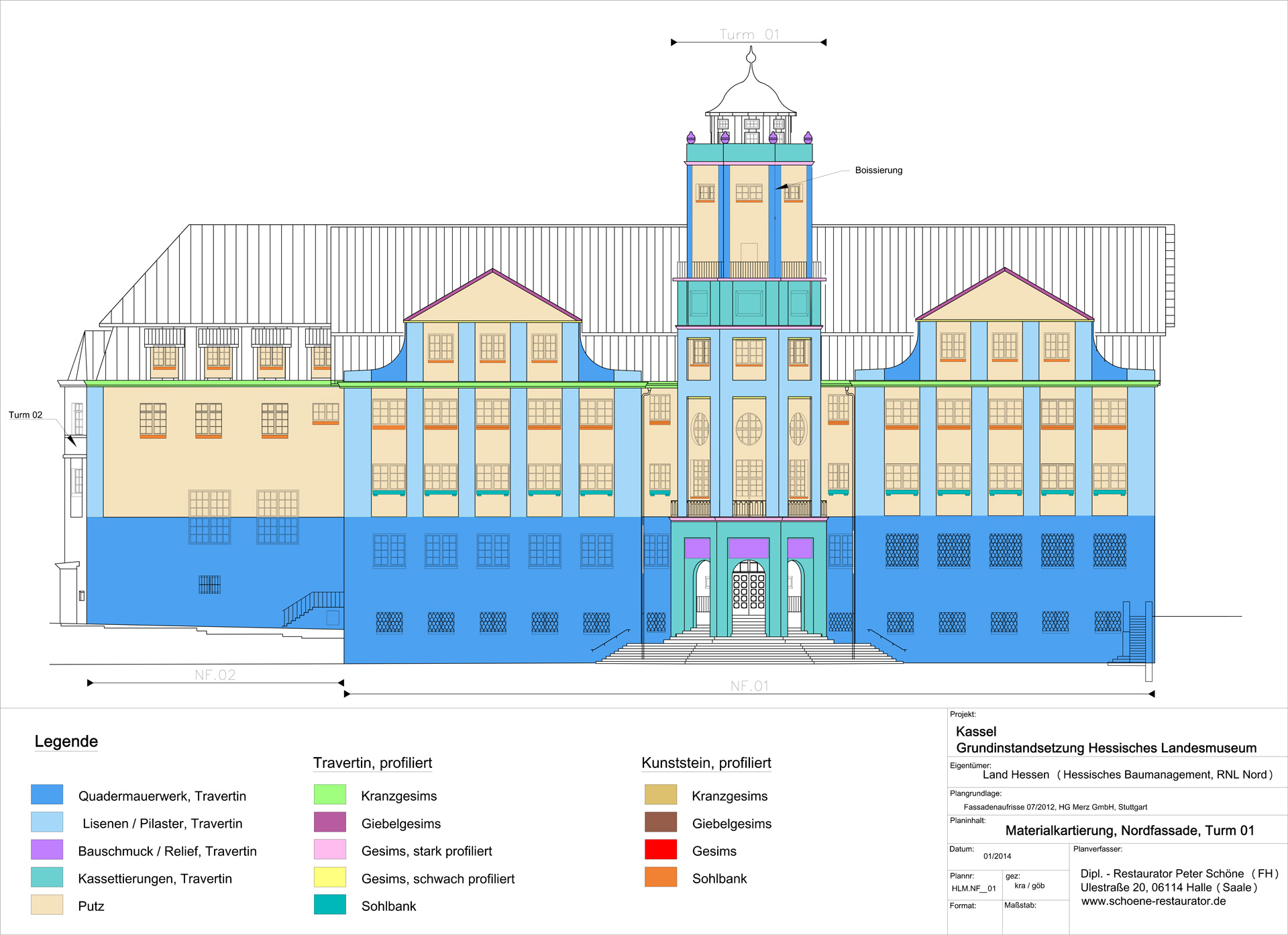 Kassel, Hessisches Landesmuseum, Fassade, Bestandskartierung